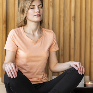 Relaxed lady in yoga pose